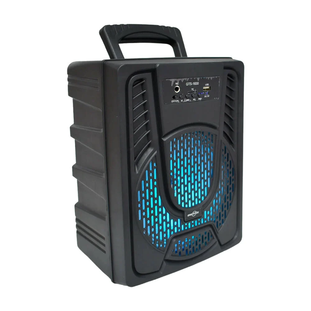 Bocina bluetooth greatnice de 8 pulgadas con luz, asa agarradera y ranuras para usb y micro sd / gts-1830