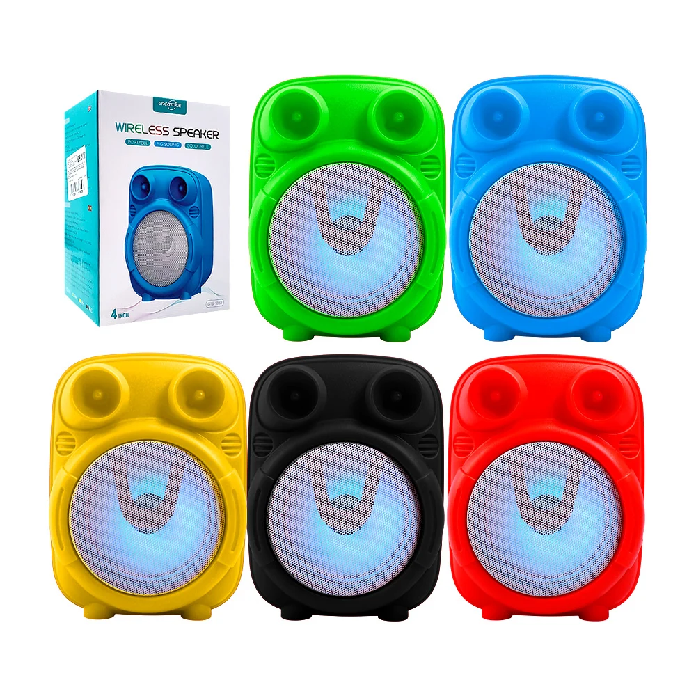 1pza Bocina inalámbrica de plástico, con diseño en círculos, iluminación rgb, entrada usb, v8 y micro sd, variedad de colores / gts-1862 / greatnice
