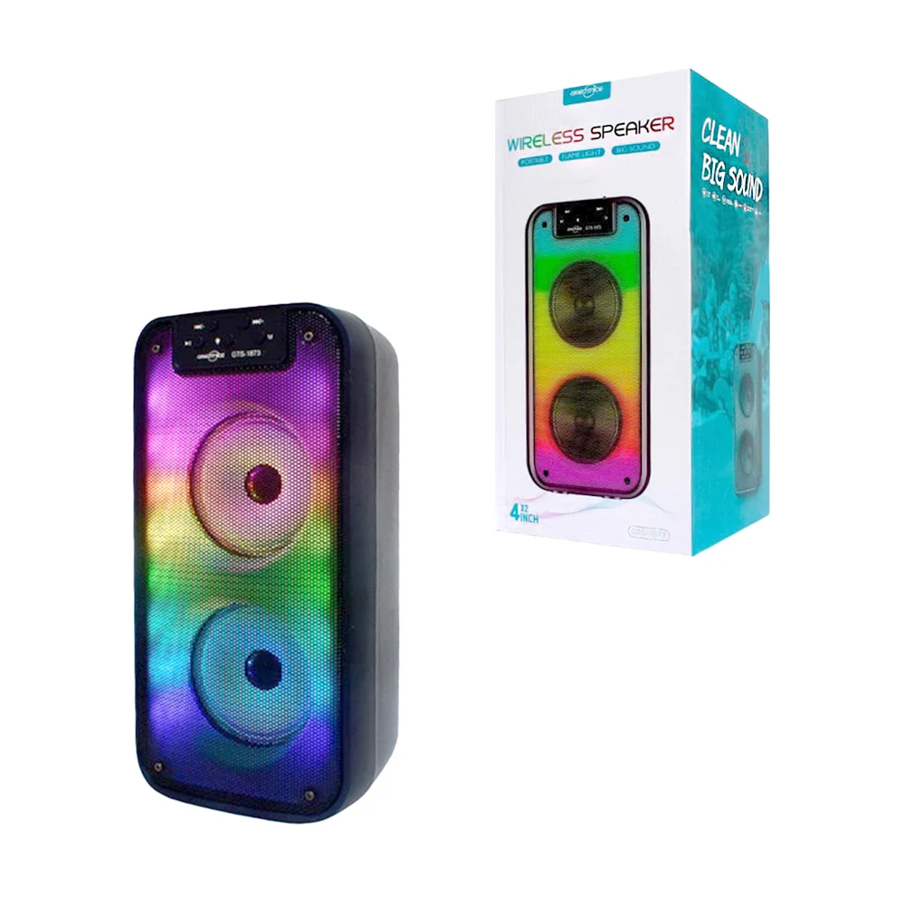Bocina bluetooth greatnice de 8 pulgadas con doble amplificador y luces rgb + ranuras para usb y tf