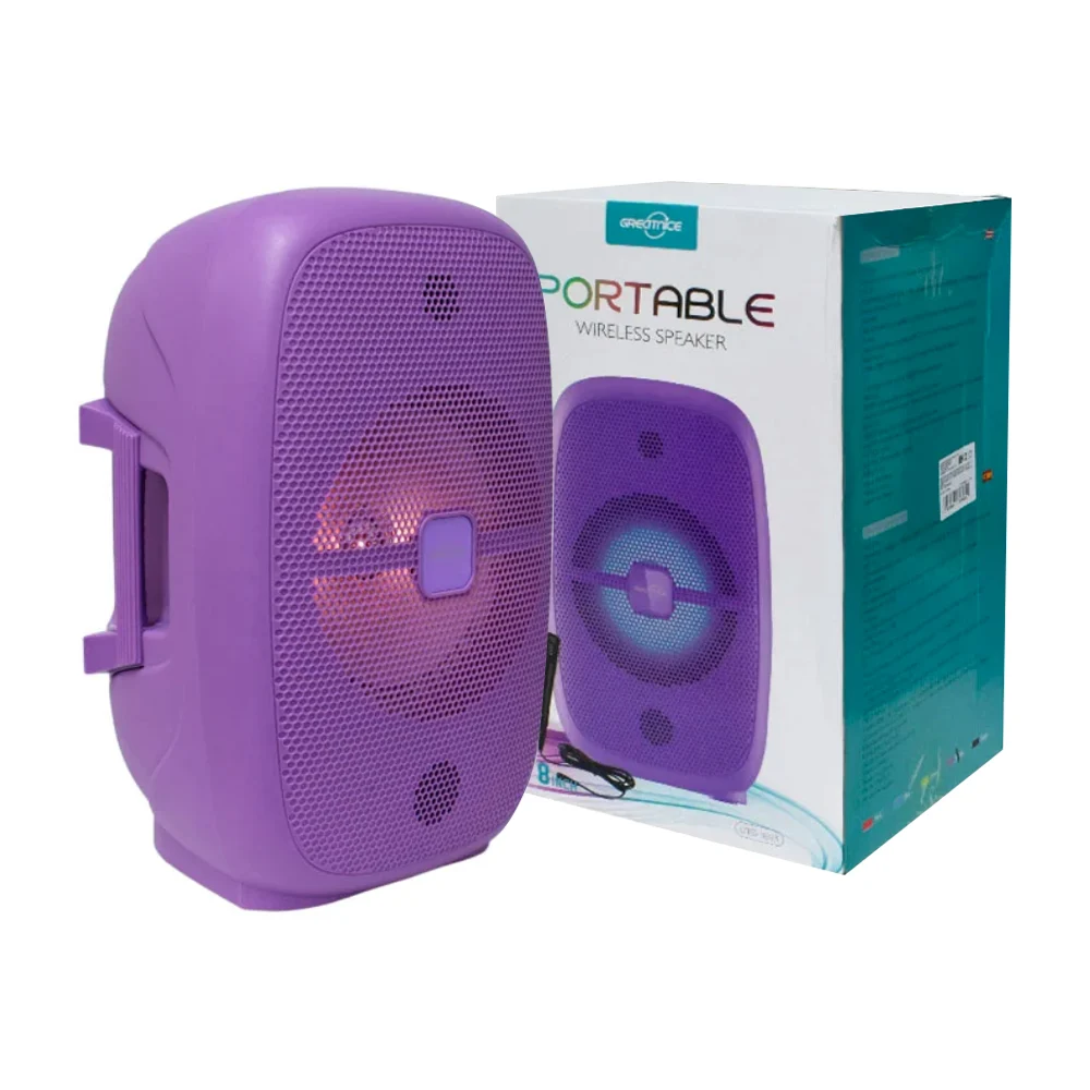 Bocina inalámbrica bluetooth de 8 pulgadas con radio fm, puerto usb-tf, luces rgb y micrófono / gts-1893