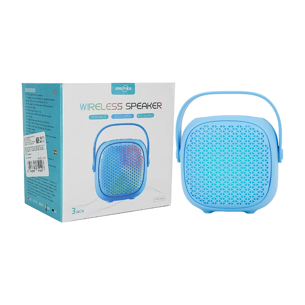 Bocina pequeña de 3 pulgadas inalámbrica portátil con luz rgb + entrada para usb y tf, variedad de colores / wireless speaker / gts-1942