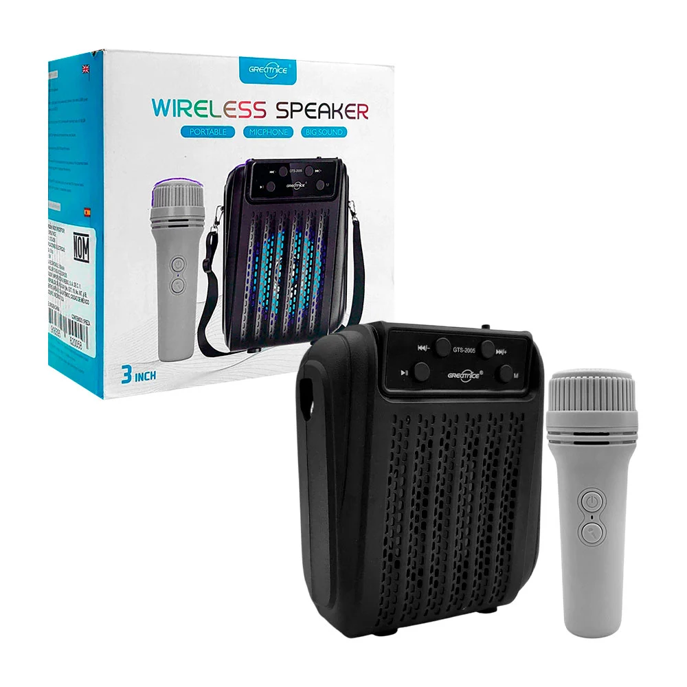 Bocina bluetooth greatnice de 3 pulgadas con radio fm, correa, puerto usb y micrófono / gts-2005