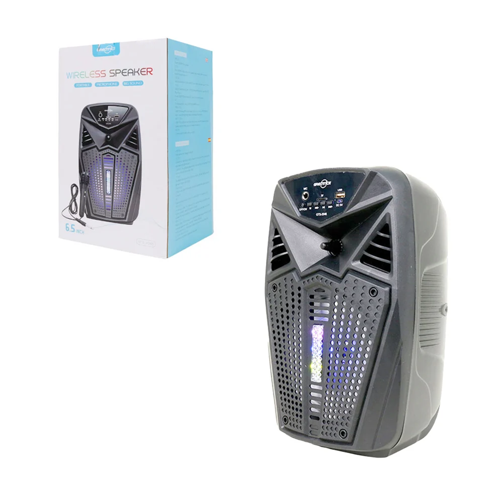 Bocina inalámbrica bluetooth de 6.5 pulgadas con radio fm, puerto ubs - tf, luces rgb y micrófono / gts-2046