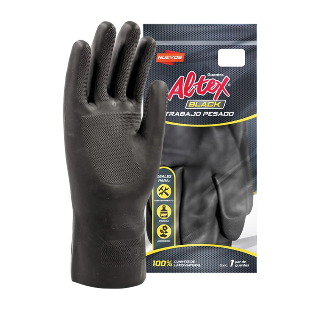 Par de guantes altex black de látex natural altamente reforzado para trabajo pesado - mantenimiento, pintura y jardinería, talla 8-9 / 233906