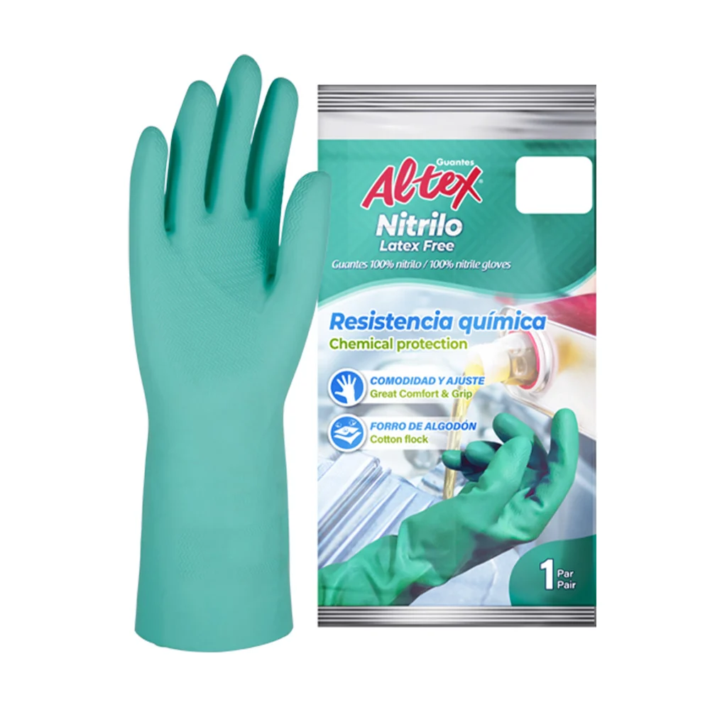 Par de guantes altex de nitrilo con diseño anatómico y forro de algodón para mayor resistencia contra pinchazos y sustancias químicas, talla 7-8-9 / 233838