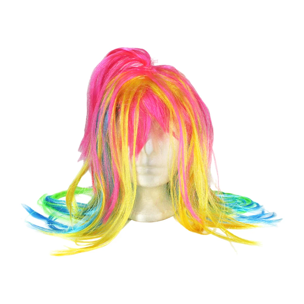 Peluca larga con efecto multicolor arcoíris para fiesta / 916662