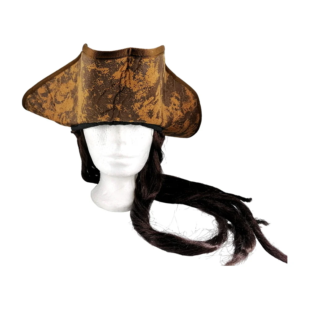 Sombrero pirata con cabello sintético para disfraz de pirata - jack sparrow / gui-2514