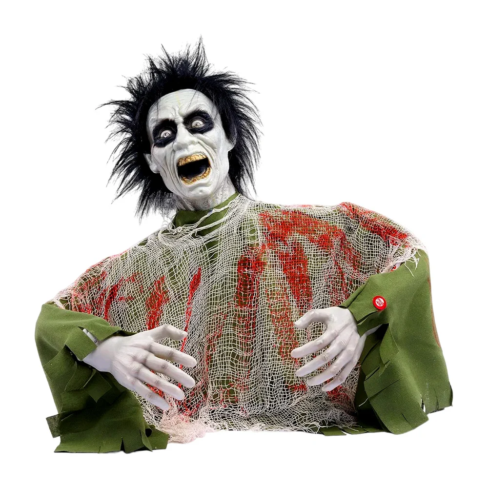 Figura decorativa con diseño de zombie para halloween + luces, sonido y movimiento, 60cm / gui-2765