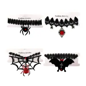 1pza Collar / gargantilla con temática de halloween, murciélago, arañ…