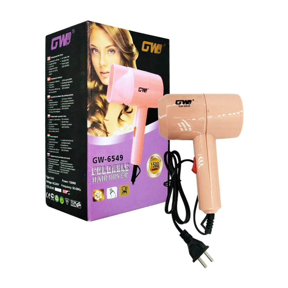 Secadora eléctrica pequeña portátil para cabello, variedad de colores / gw-6549