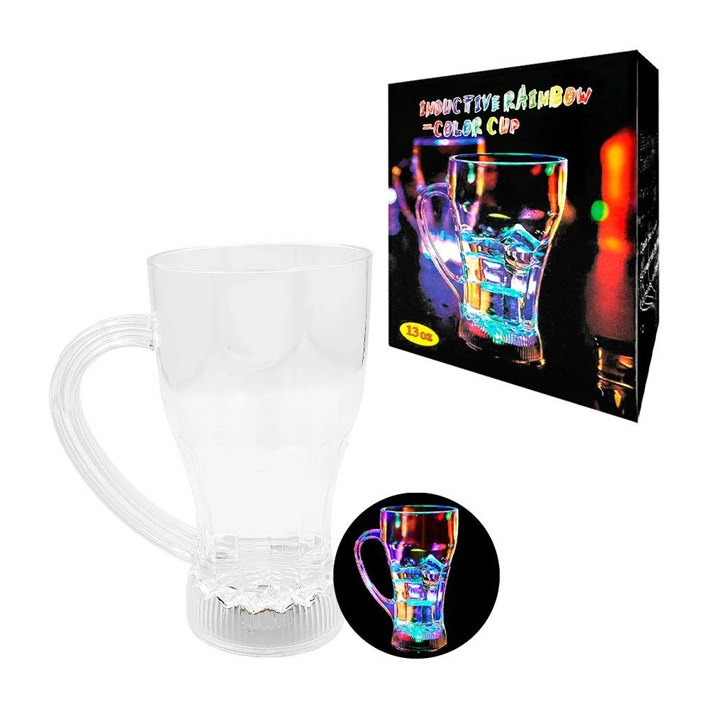 1pza Tarro transparente con agarradera e iluminación led, variedad de usos / inductive rainbow color cup / ly1906