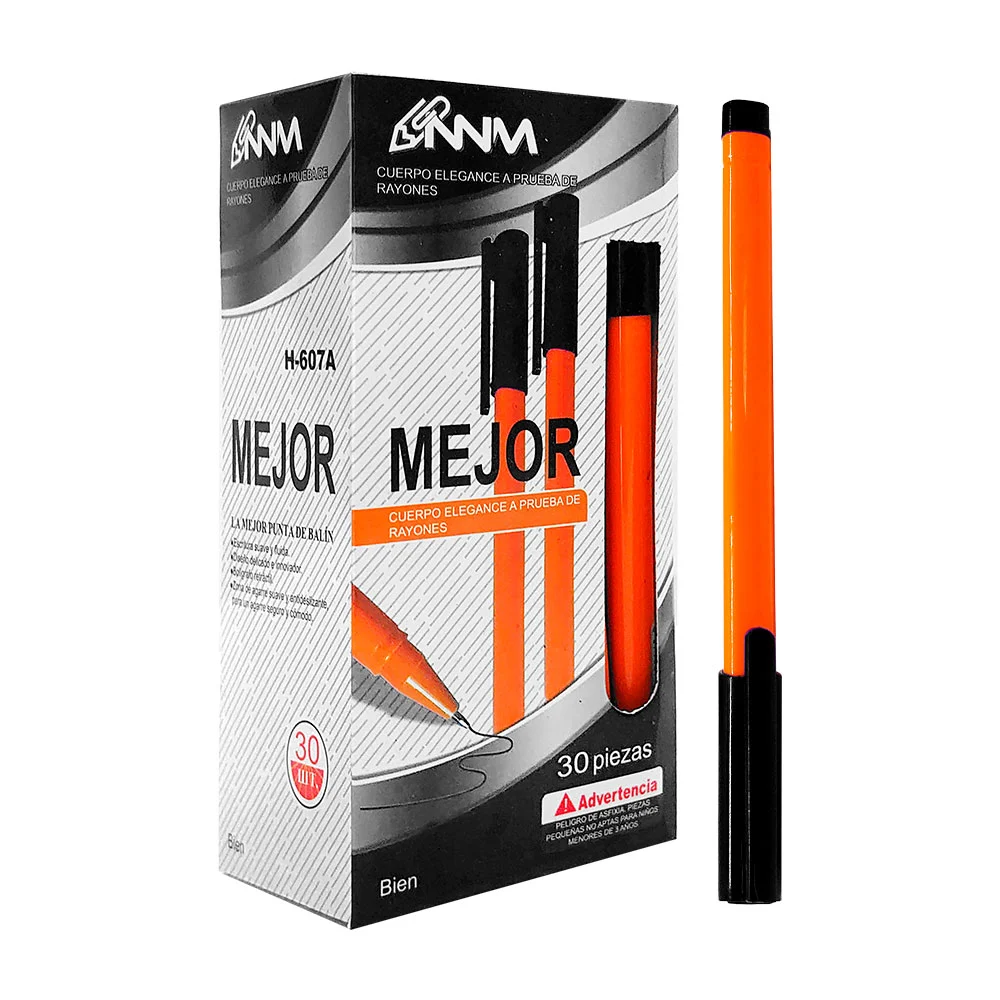 Caja con 30 plumas bolígrafos con tinta en color negro / nnm / mejor / 896074