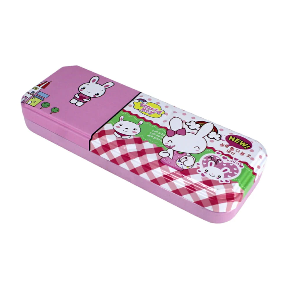 Estuche colorera rectangular metálica, variedad de diseños / world boy / 33187