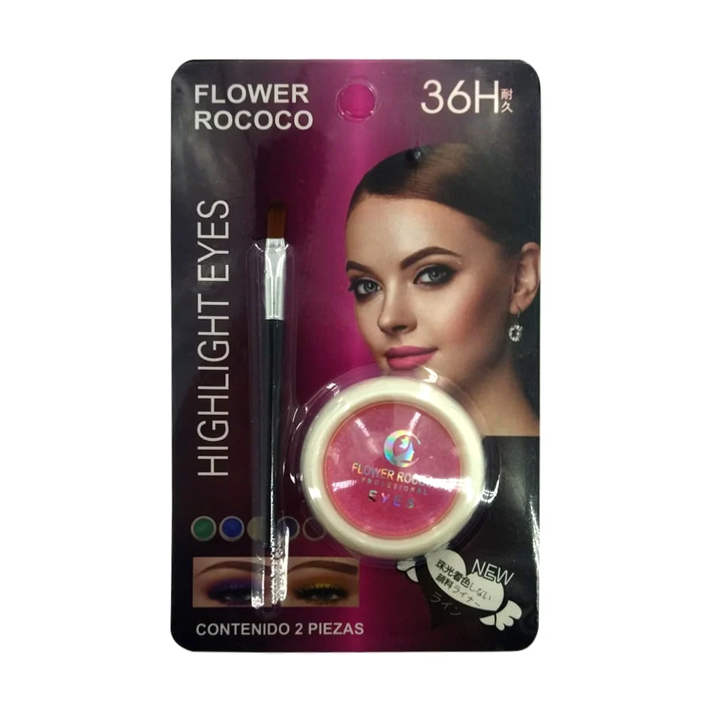1pza Sombra para ojos 36h flower rococo con mini brocha aplicadora, variedad de tonos / h07