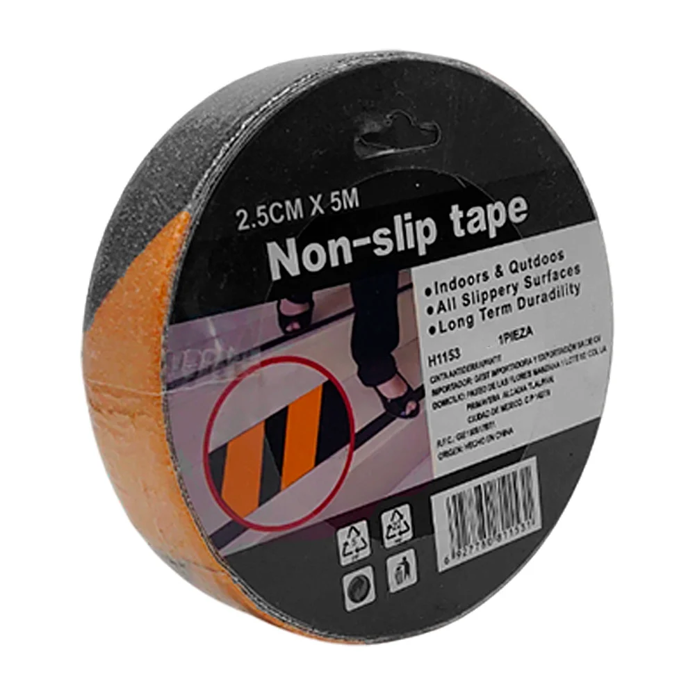 1pza Cinta adhesiva antiderrapante amarilla y negra de 5 metros con 2.5cm de ancho / non-slip tape / h1153
