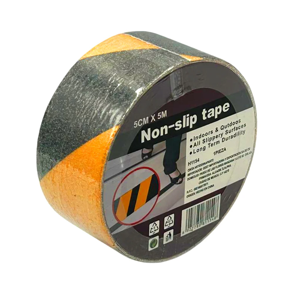 1pza Cinta adhesiva antiderrapante amarilla y negra de 5 metros con 5cm de ancho / non-slip tape / h1154