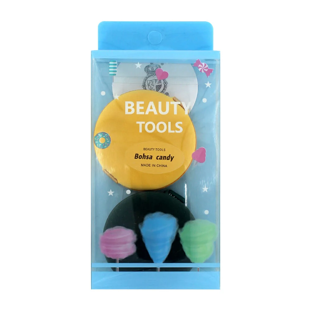Par de esponjas almohadillas redondas aplicadoras de maquillaje con correa, variedad de colores / beauty tools / ln68-s47