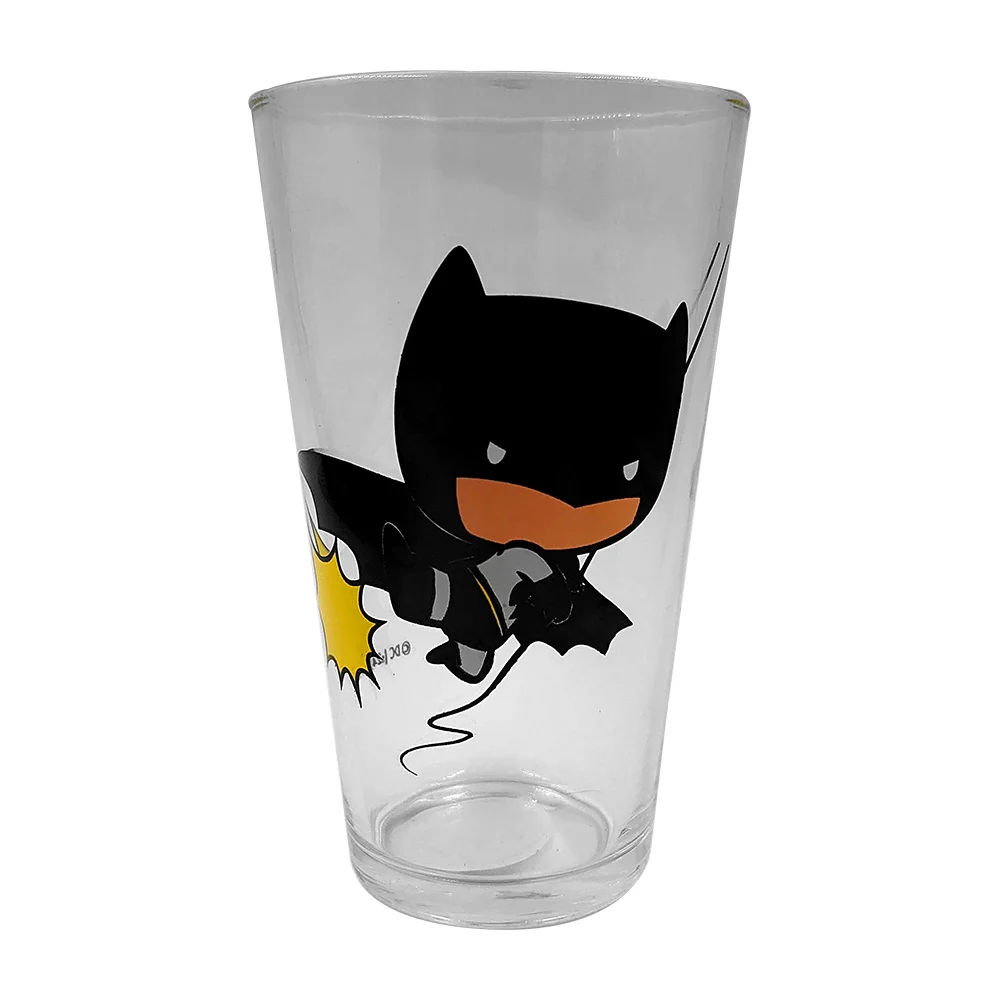 1pza vaso transparente redondo de vidrio con capacidad de 480ml y estampado de batman / h3-vr371