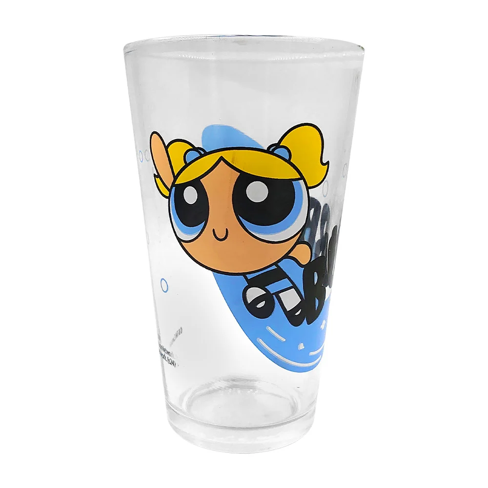 1pza Vaso transparente redondo de vidrio con capacidad de 480ml y estampado de las chicas superpoderosas, variedad de colores / h3-vr377