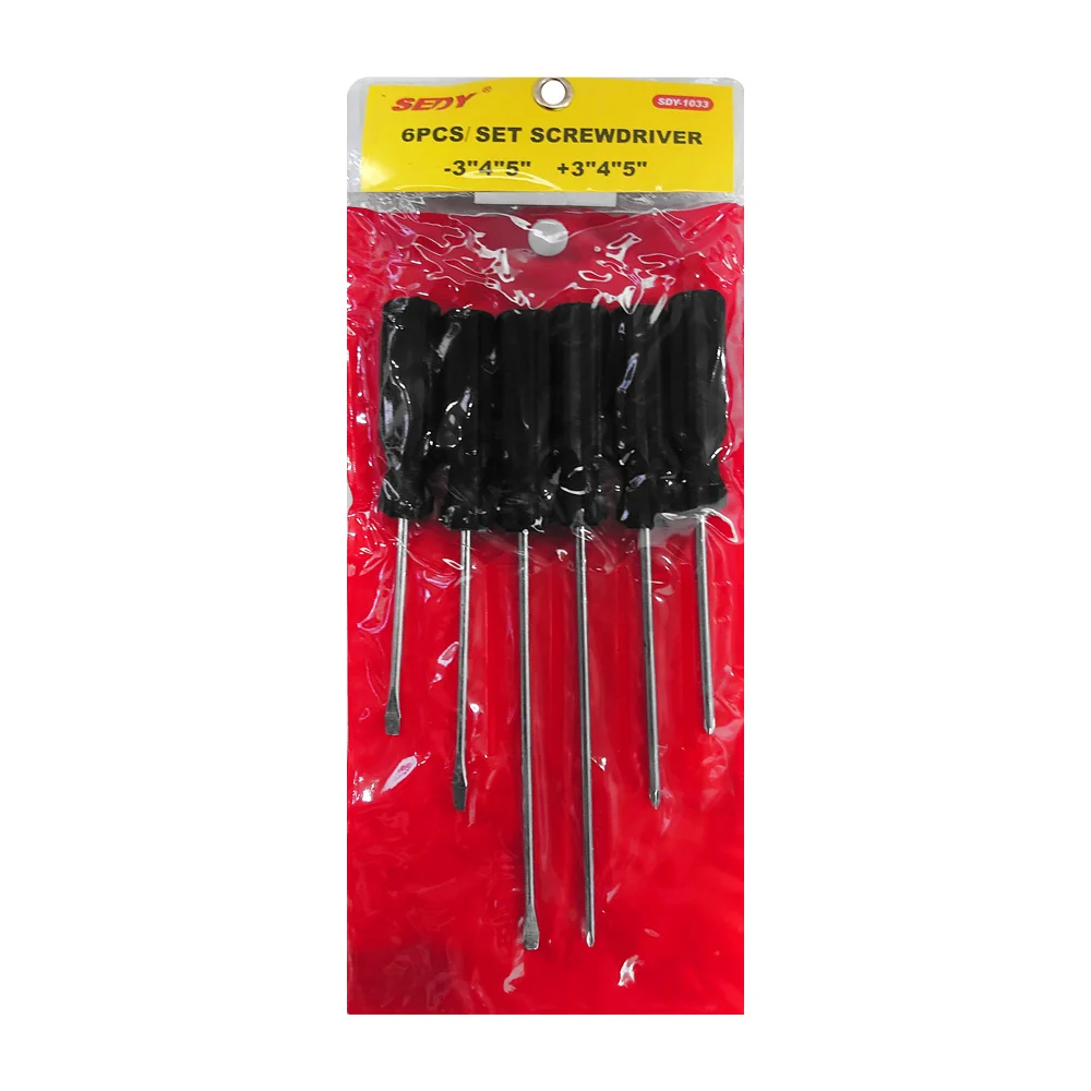 Juego 6 desarmadores de diferente tamaño con punta plana o de cruz / sdy-1033 / set screwdriver