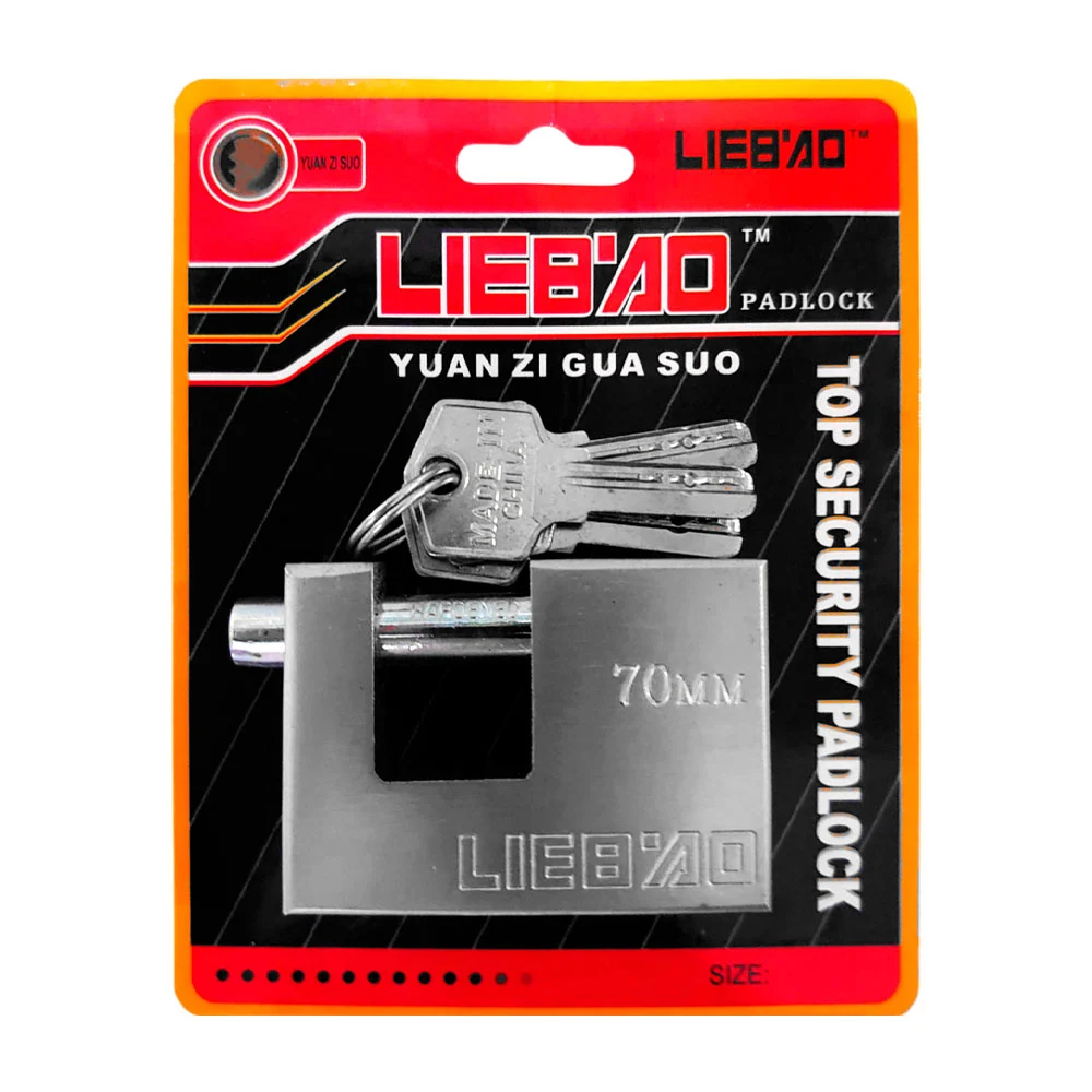 1pza Candado mediano tipo antipalanca, con cuerpo de acero y juego de 3 llaves metálicas, variedad de funciones / 70mm / liebao / padlock