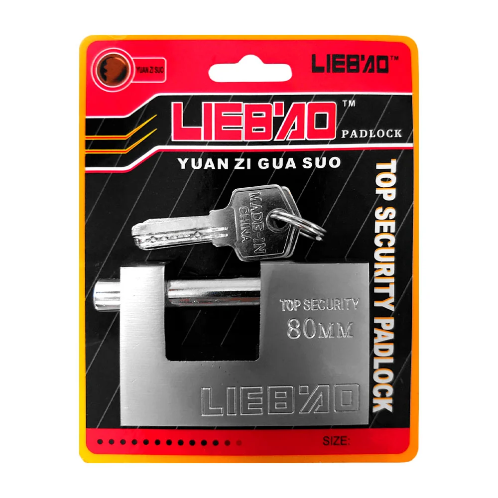 1pza Candado grande tipo antipalanca, con cuerpo de acero y juego de 3 llaves metálicas, variedad de funciones / 80mm / liebao / padlock
