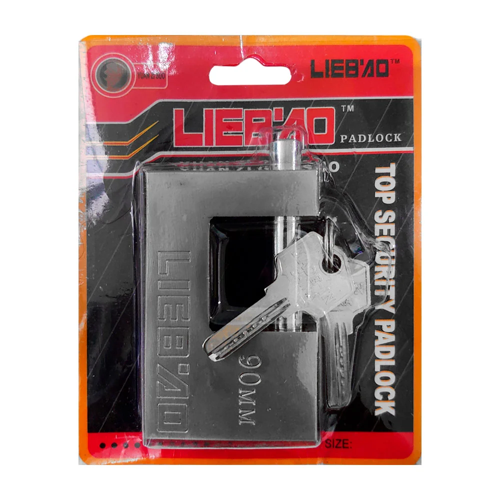 1pza Candado grande de estilo antipalanca, con cuerpo de acero y juego de 3 llaves metálicas, variedad de funciones / 90mm / liebao / padlock