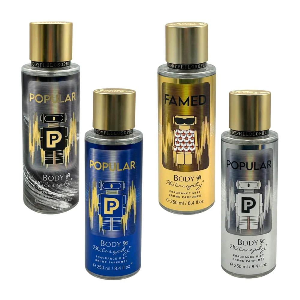 Perfume corporal body philosophy en spray con fragancia para dama y caballero, 250ml, variedad de aromas / popular / famed / b0015-ph-4