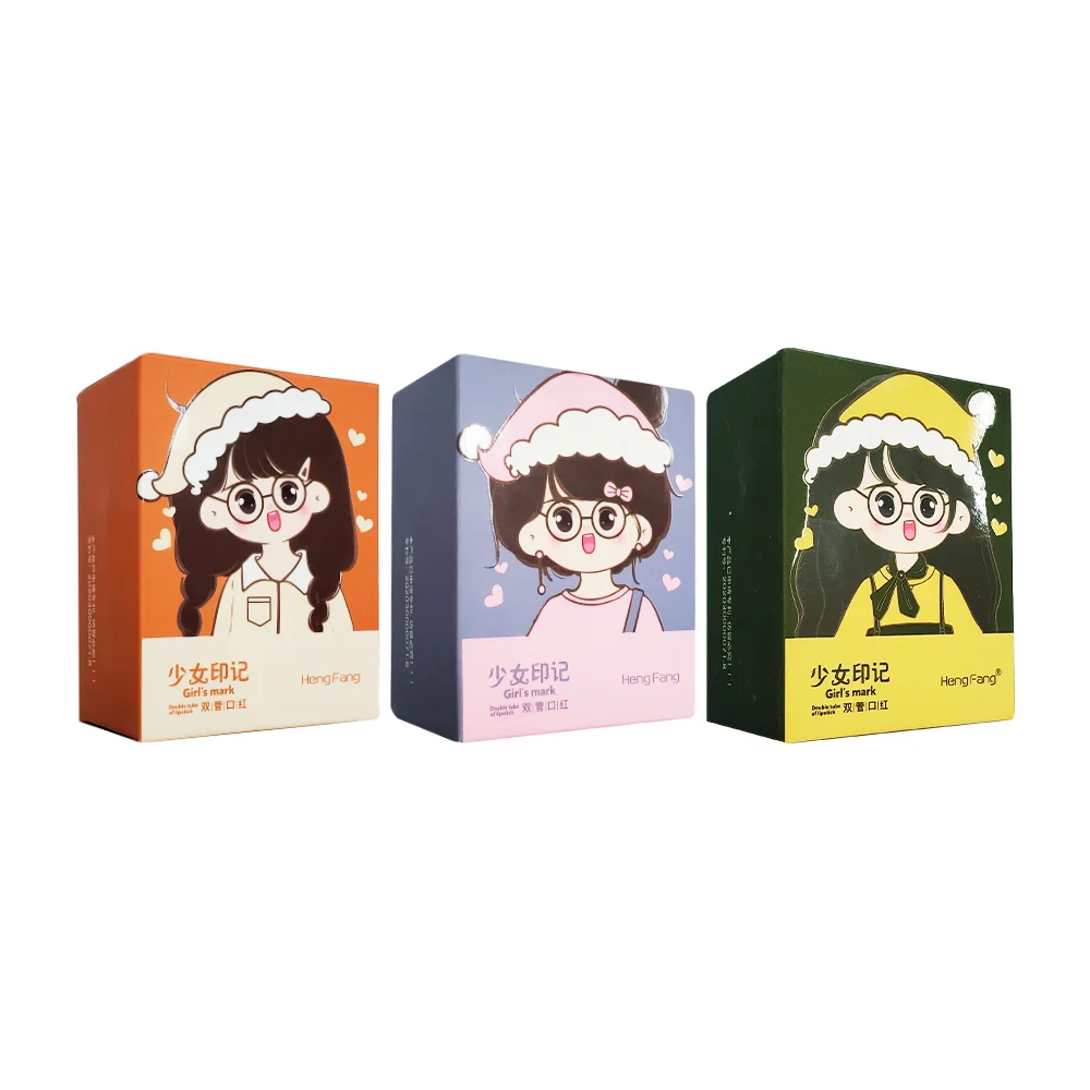 Par de labiales pequeños en barra con estuche tipo audífonos, variedad de colores / h9423
