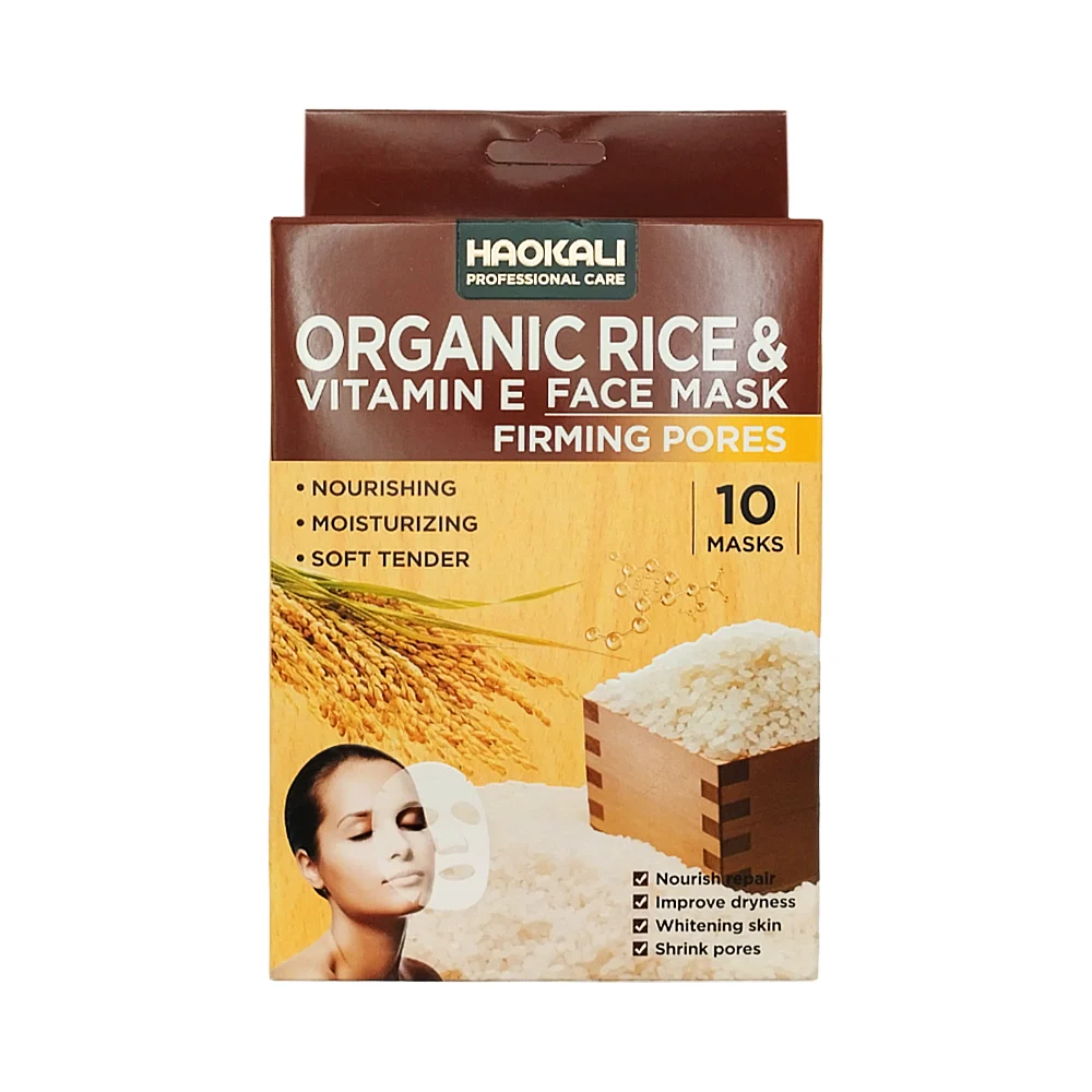 Caja con 10 mascarillas hidratantes faciales de arroz y vitamina e, 30ml / ha3027 / 3027