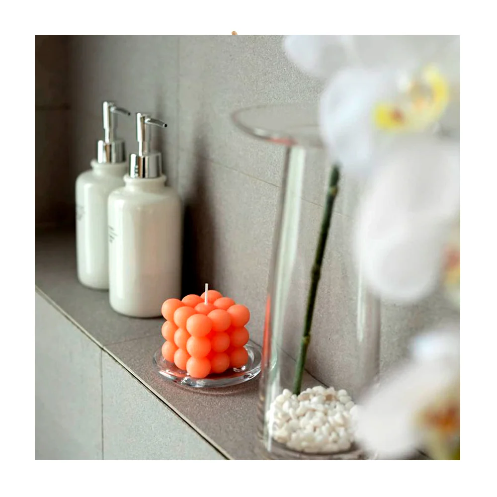 Vela aromática en forma de cubo con bolitas, variedad de aromas y colores / hb-7728 / lu5421