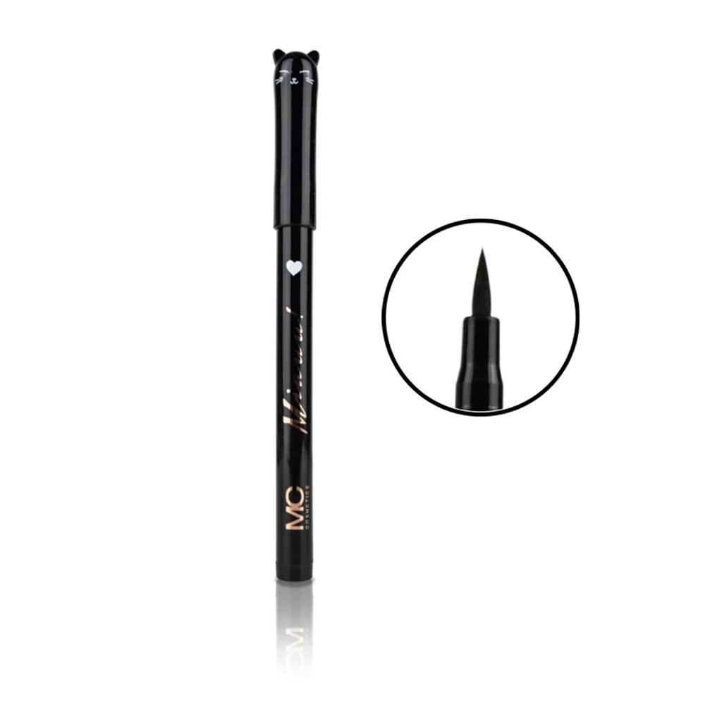 1pza Lápiz delineador en color negro para ojos con cabeza de gatito, 1.3g / miauw / mc cosmestics / hb100147