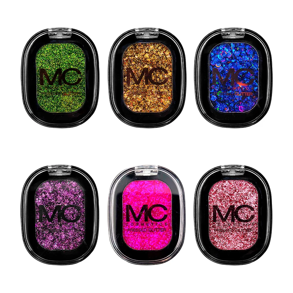 Glitter compacto mc cosmetics, variedad de colores / pressed glitter