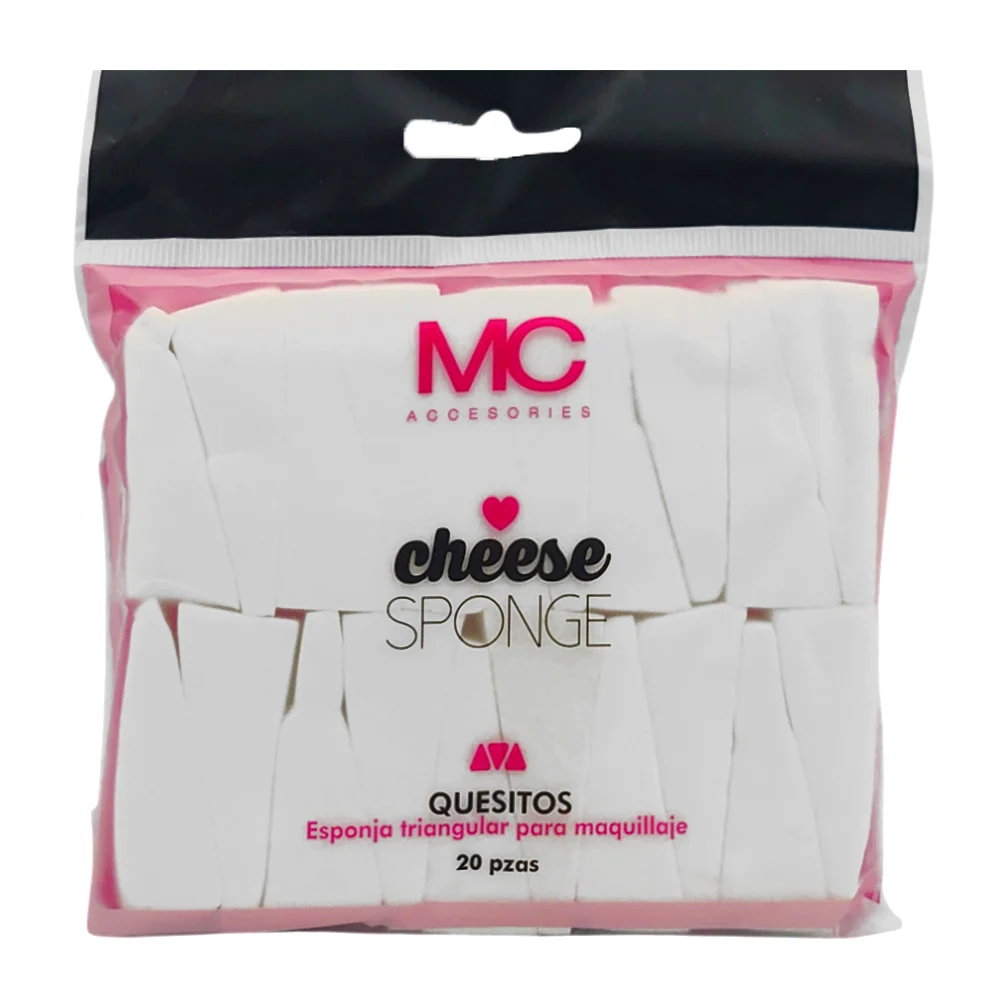 Paquete con 20 esponjas triangulares en forma de quesitos mc cosmetics para aplicar maquillaje / cheese sponge / hb104424