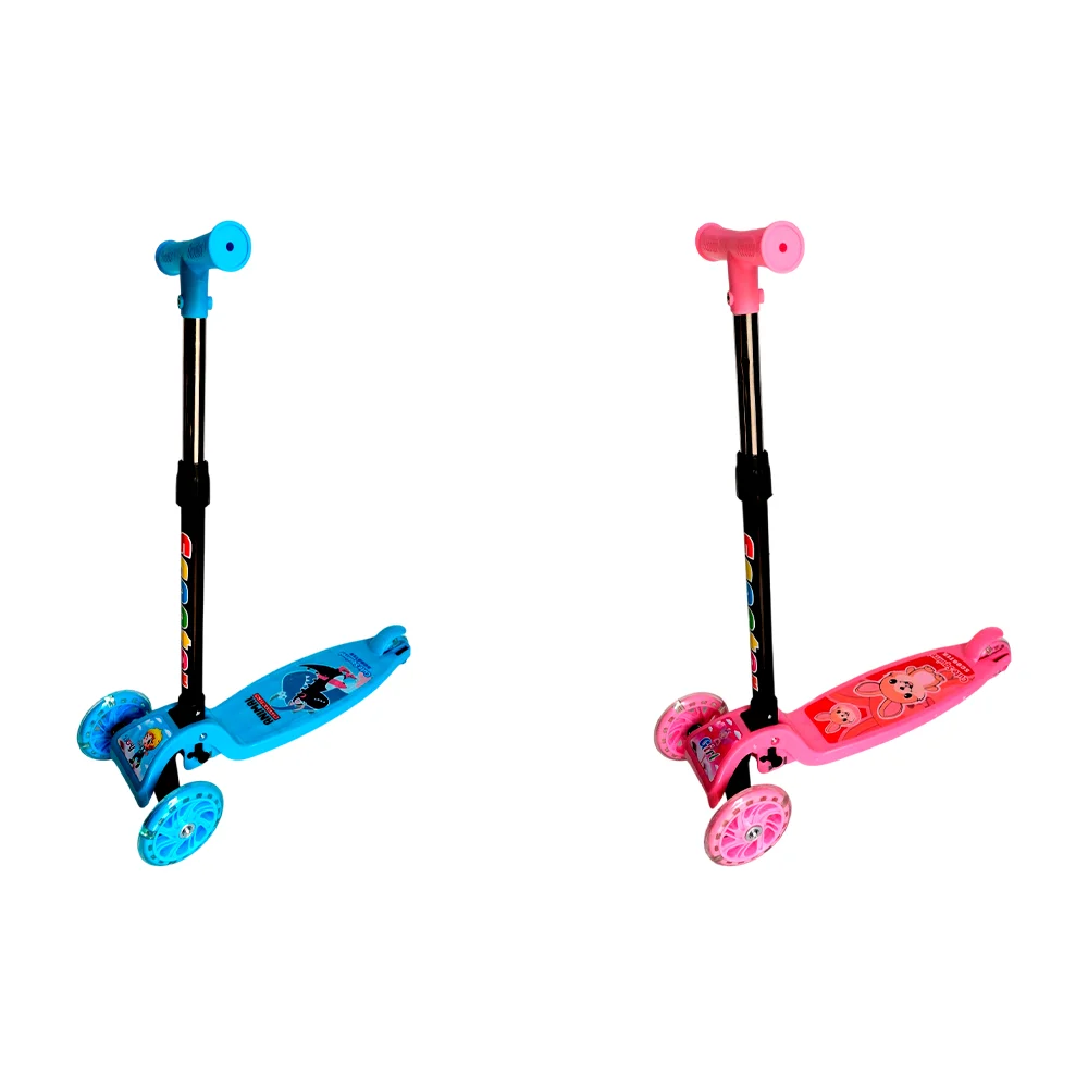 Patín del diablo scooter infantil plegable de 3 ruedas con luz y estampado de animales animados, variedad de colores / scooter / hbz-5001