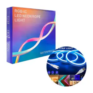 Tira led en tono neón rgb a prueba de agua, control y accesorios de i…