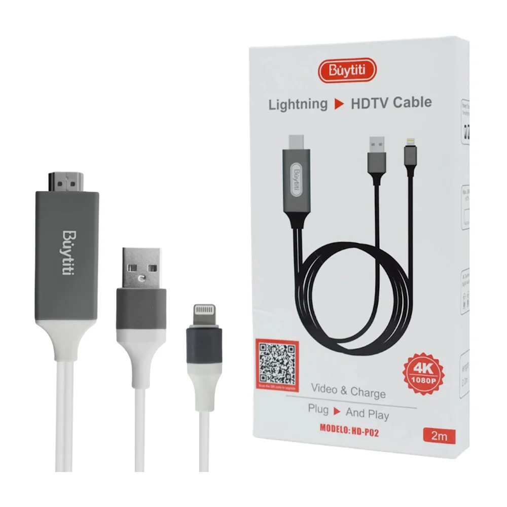 Cable usb, lightning a hdtv, 2m / video & charge / hd-p02