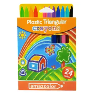 Caja con 24 crayolas crayones en forma triangular, variedad de colore…