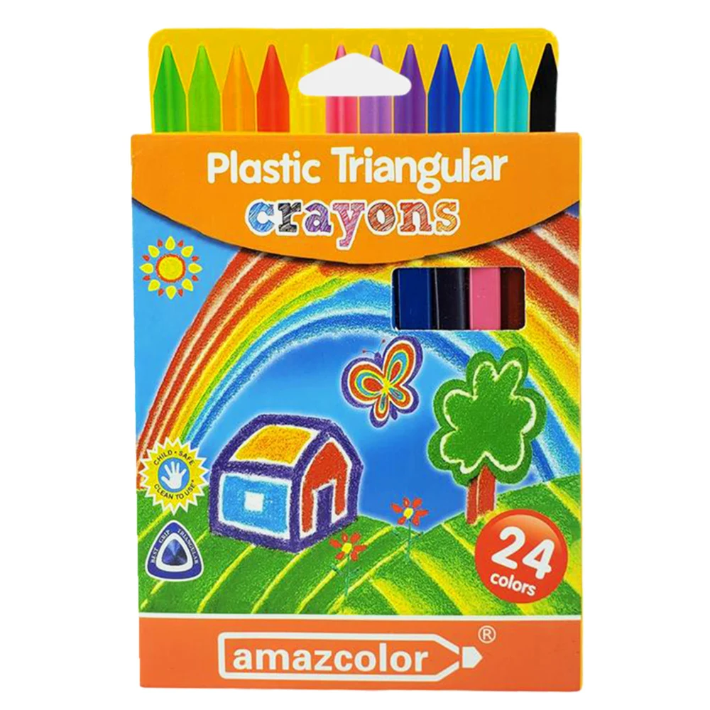 Caja con 24 crayolas crayones en forma triangular, variedad de colores / amazcolor