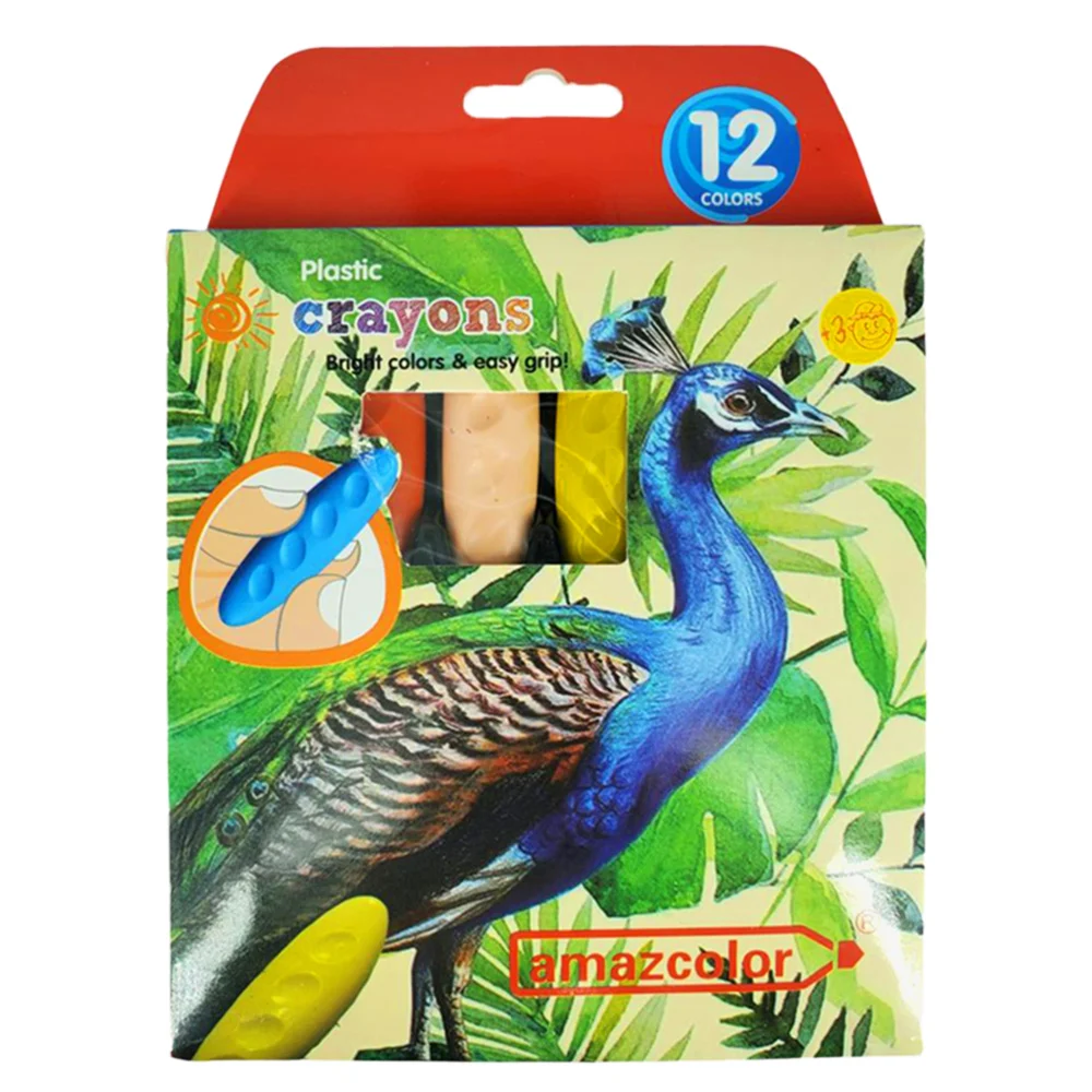 Caja con 12 crayones en forma ovalada, variedad de colores / amazcolor