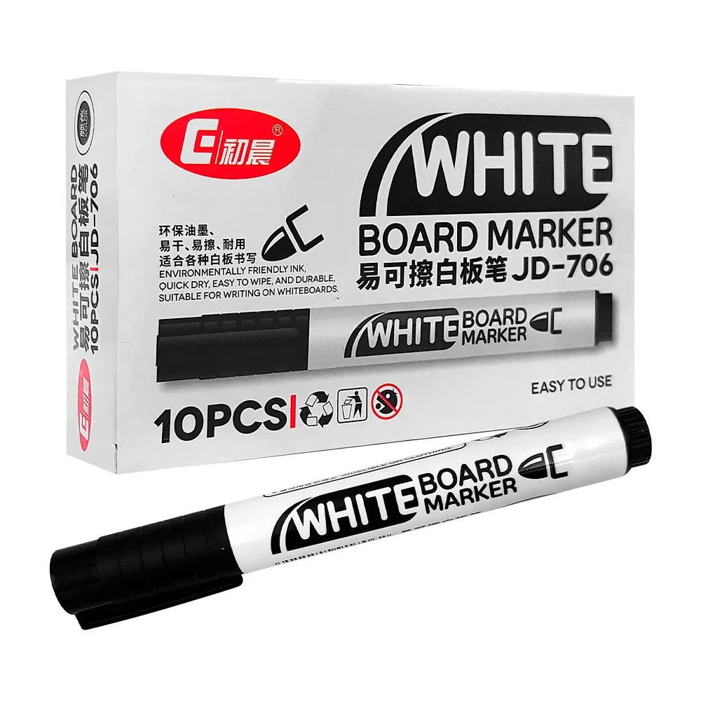 1 Caja con 10 plumones marcadores permanentes de punta gruesa, variedad de usos / white / jd-706 / board marker