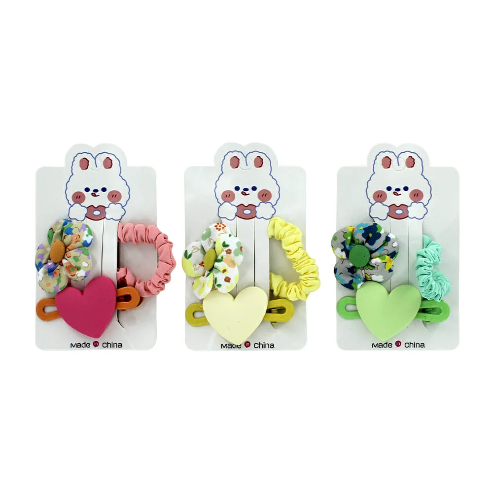 Blíster con broche o pasador, con dona para el cabello, con decoración de flores o conejitos, variedad de colores / broche flor / liga flor / pasador corazón