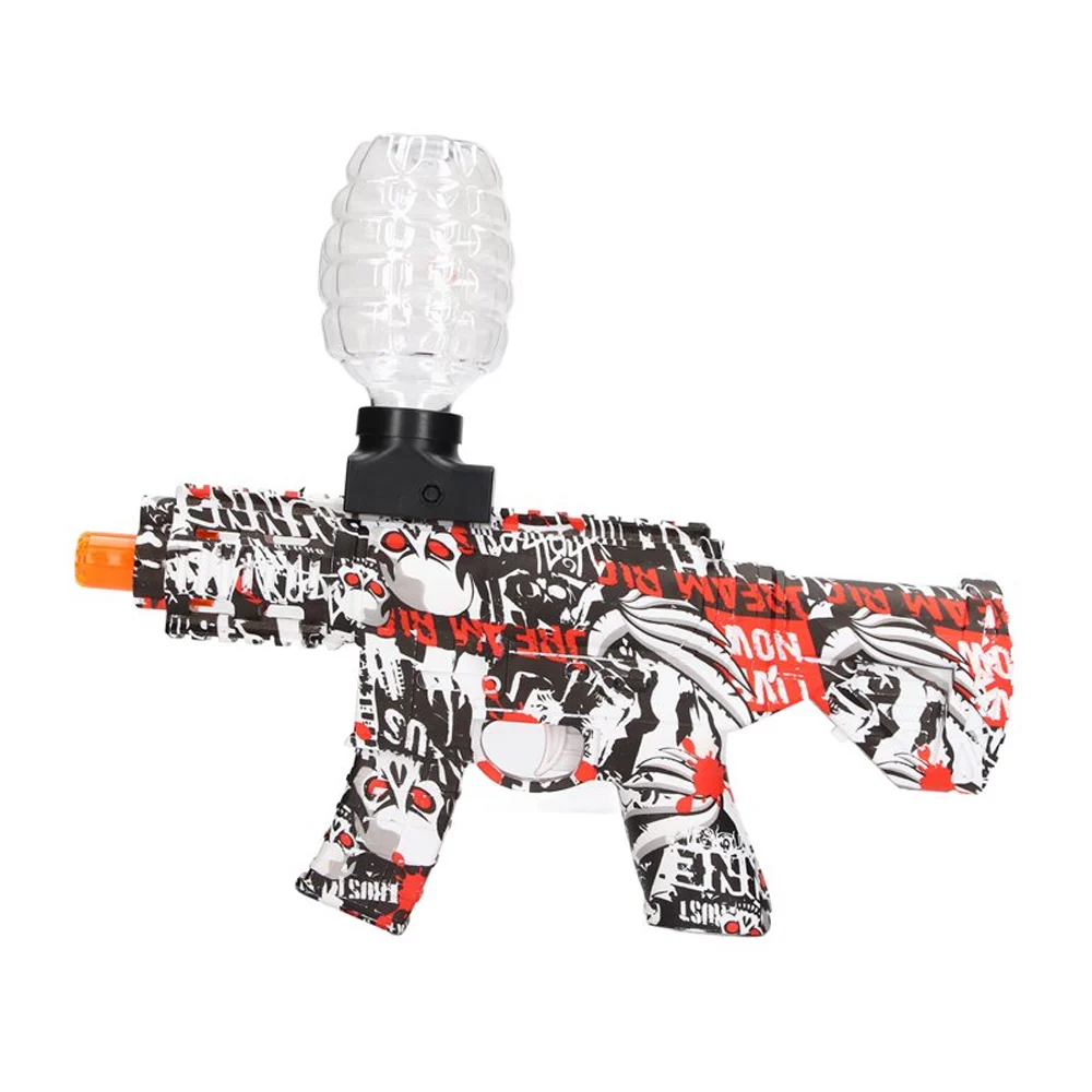 Pistola rifle eléctrica y manual con 2 modos de uso lanza dardos o bolitas de hidrogel pila de litio recargable con accesorios diseño de calavera en color negro, rojo, blanco y gris / hfy-9681