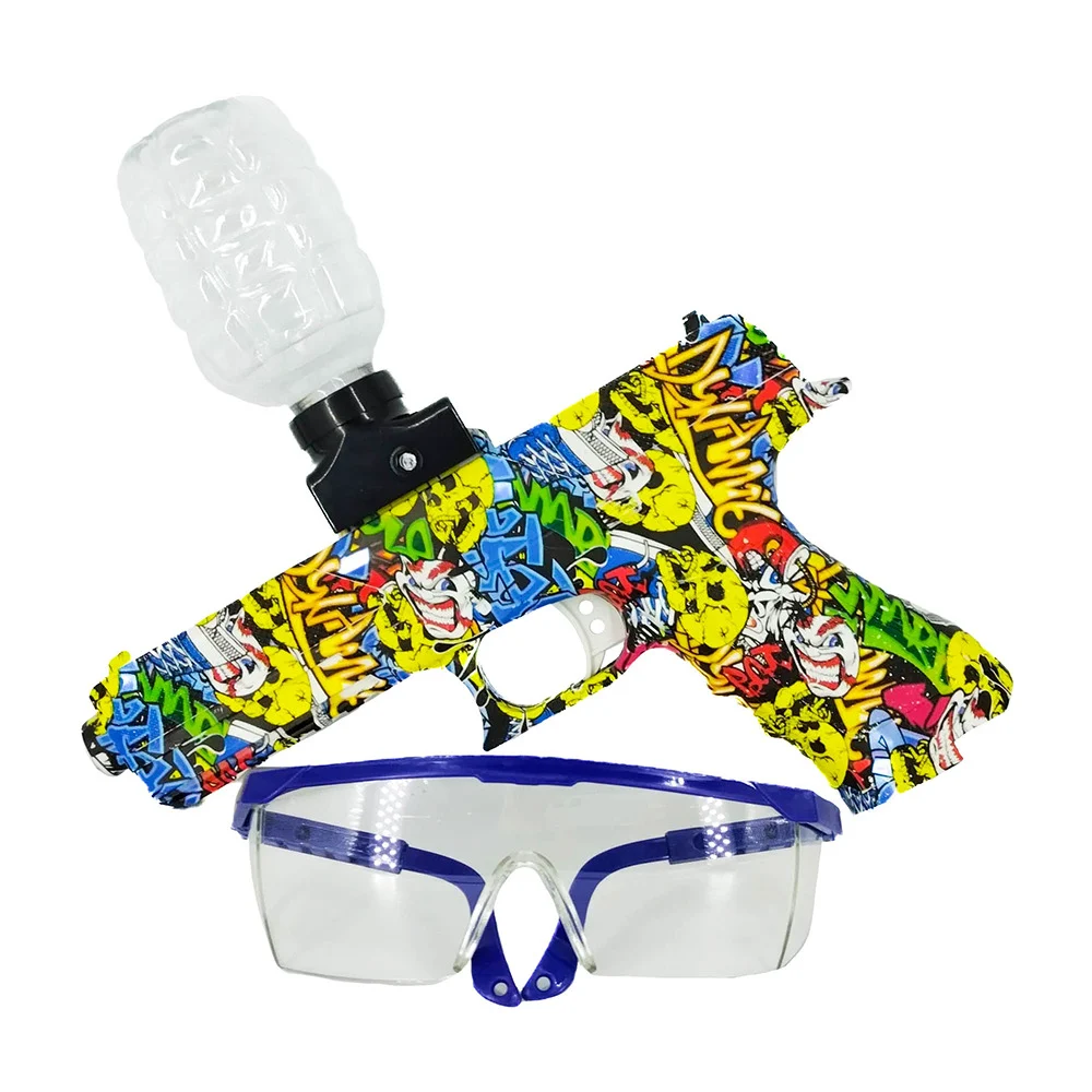 Pistola shooting competition de hidrogel eléctrica con accesorios + pila de litio recargable diseño de grafiti y payasos / hfy-9684