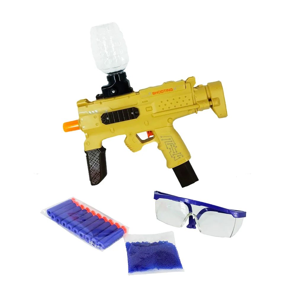 Pistola rifle eléctrica y manual con 2 modos de uso lanza dardos o bolitas de hidrogel pila de litio recargable con accesorios diseño liso, variedad de colores / hfy-9687