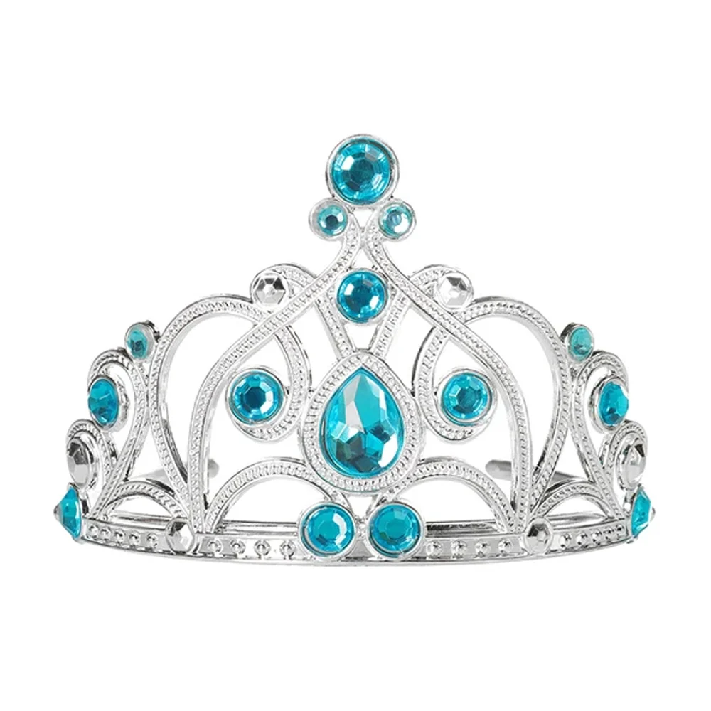 Corona plateada de princesa con pedrería de fantasía / hg-106