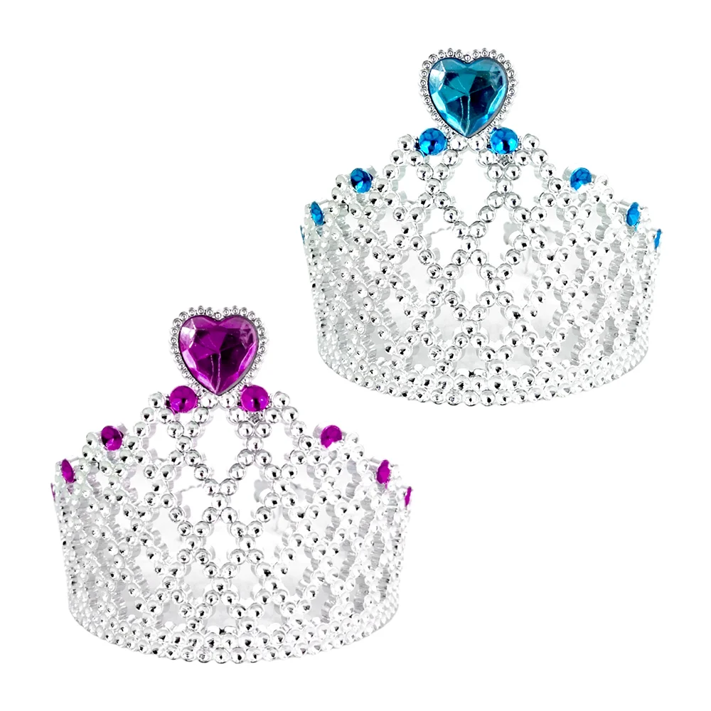 Corona de princesa con piedra fantasía en forma de corazón, variedad de colores / hg-107