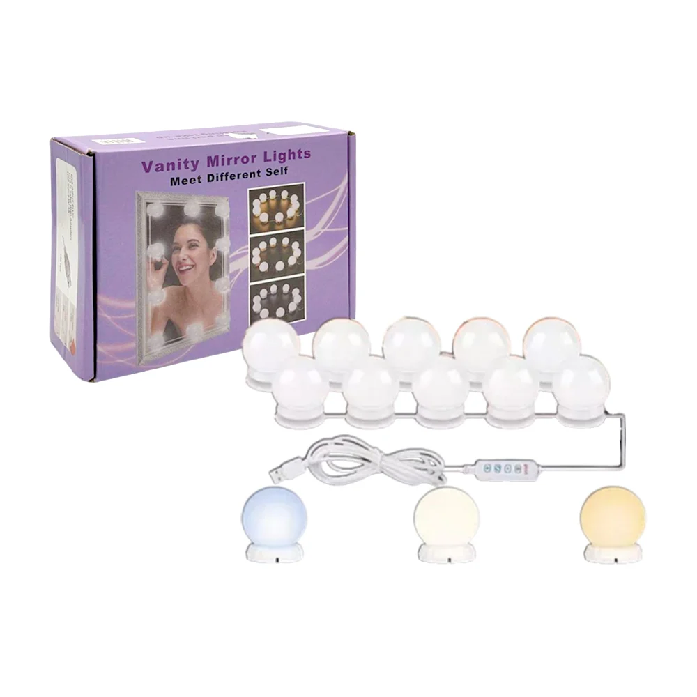 Serie de 10 focos led para espejo de tocador / vanity mirror lights / hd-7041 / ay-415 / 10292-1