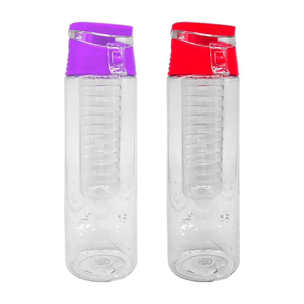 Botella cilíndrica de plástico transparente con filtro para bebidas, 700ml, variedad de colores / 200355