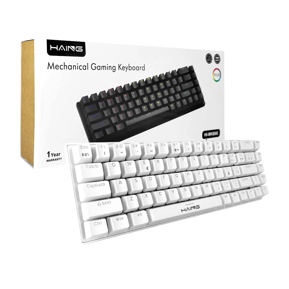 Teclado alámbrico pequeño haing con luces rgb, variedad de colores / hi-mkb68
